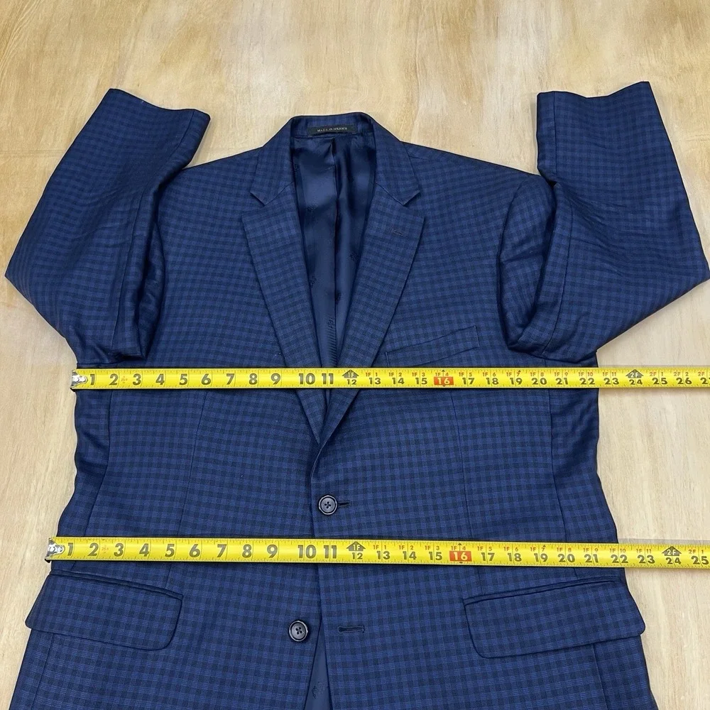 Jos A Bank Silk Wool Blazer Jacket Sport Coat Men 44R Tailored Fit Navy/Black